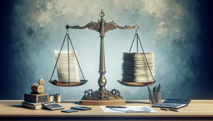 Advanced Debt Consolidation Loan Terms to Know | DCL A scale on a financial advisor's desk balancing short-term and long-term loan documents with charts.