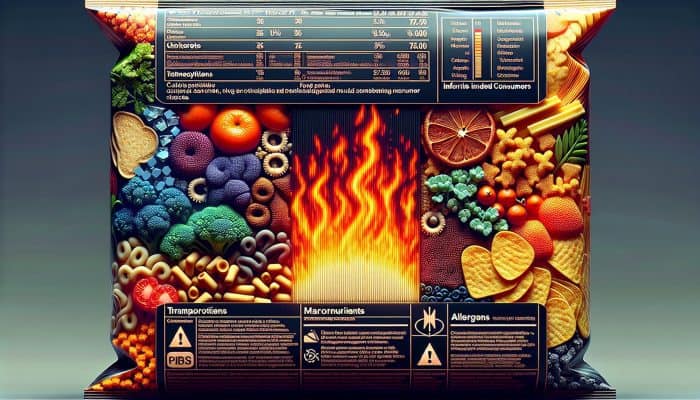 UK food package with detailed labels showing calorie counts, macronutrients, and allergens.