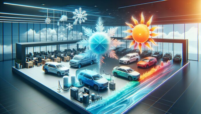 A vibrant calendar in a rental office indicating seasonal car rental promotions with winter discounts and summer peak demand.