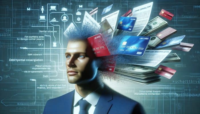 Debt Consolidation Loans From Nonprofit Lenders: UK Solutions | DCL Debt Consolidation Loans From Nonprofit Lenders: Person relieved as multiple debts merge into one manageable loan, symbolizing UK debt consolidation.